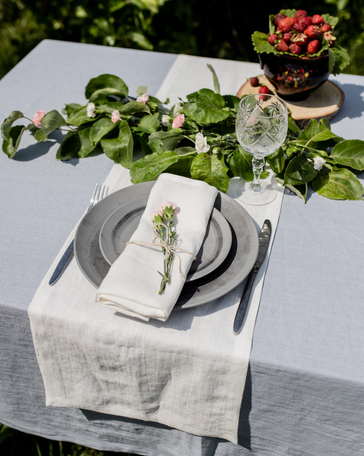 Off White Linen Table Runner – Elegant Natural Linen Table Decor