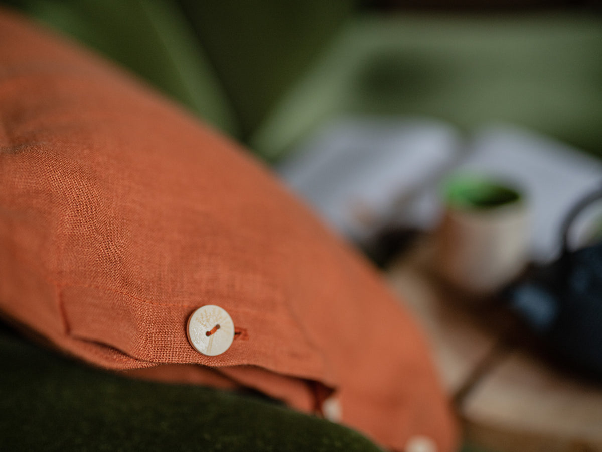 Natural Burnt Orange Linen Pillow Cover