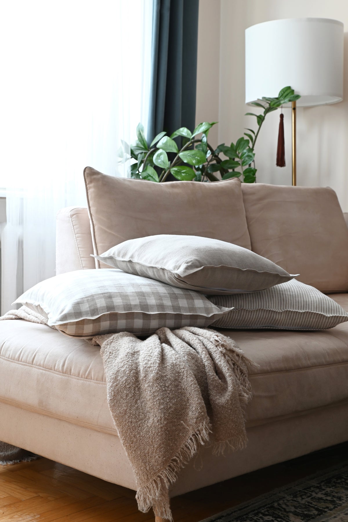 Gingham Linen Pillow Cover