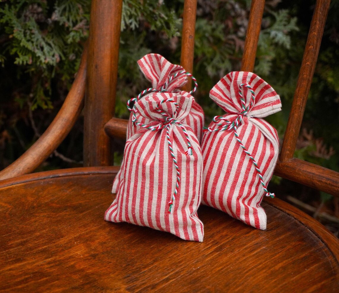 Red striped Christmas gift bag