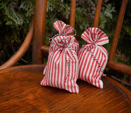 Red striped Christmas gift bag