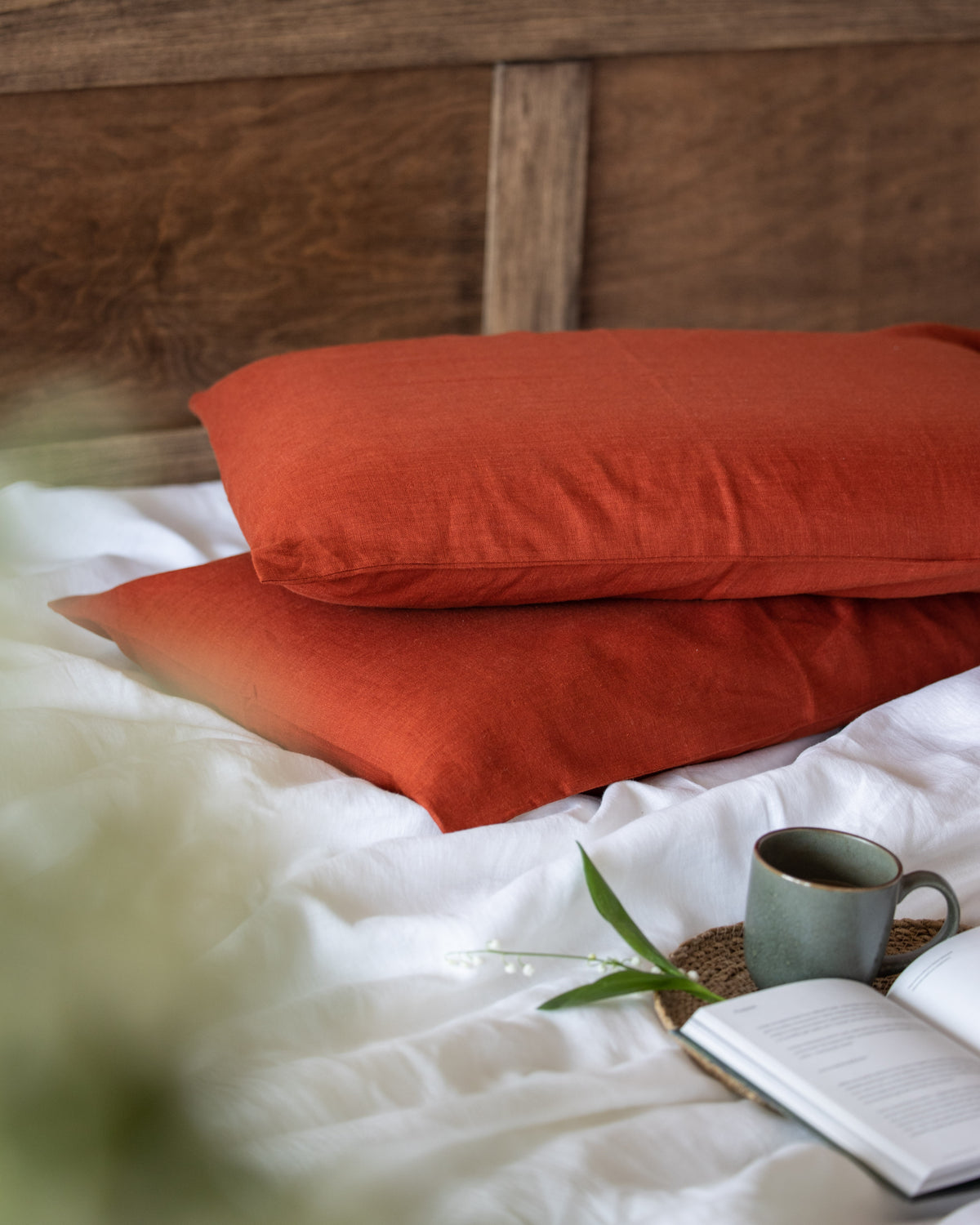 Natural Terracotta Linen Pillow Cover
