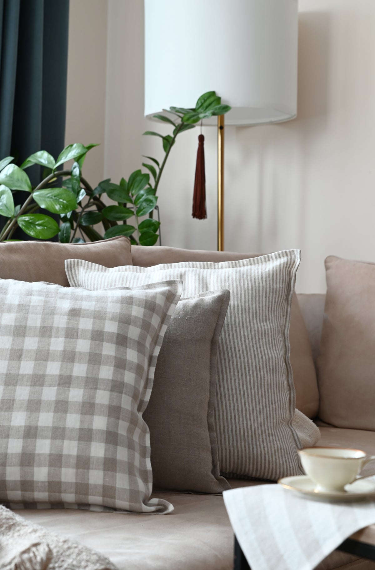 Gingham Linen Pillow Cover