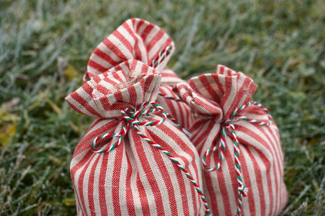 Linen bags for Christmas gift wrapping