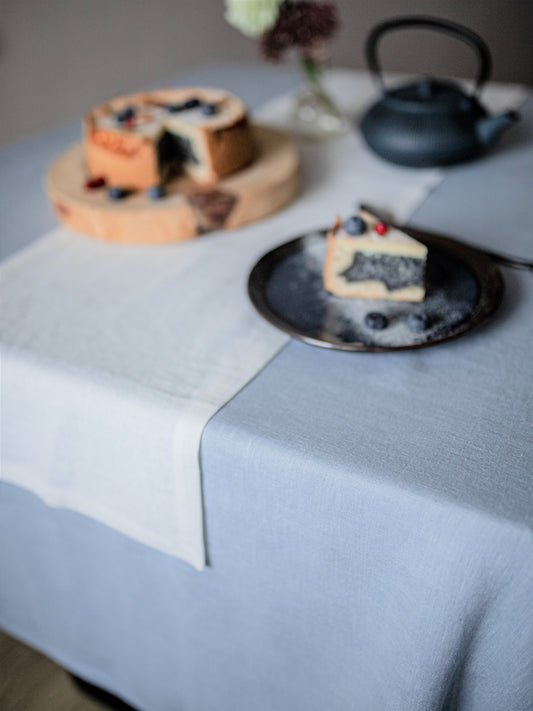 White Linen Table Runner – Elegant Natural Linen Table Decor