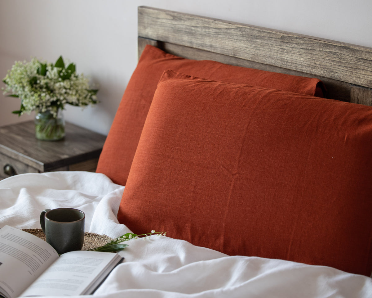 Natural Terracotta Linen Pillow Cover