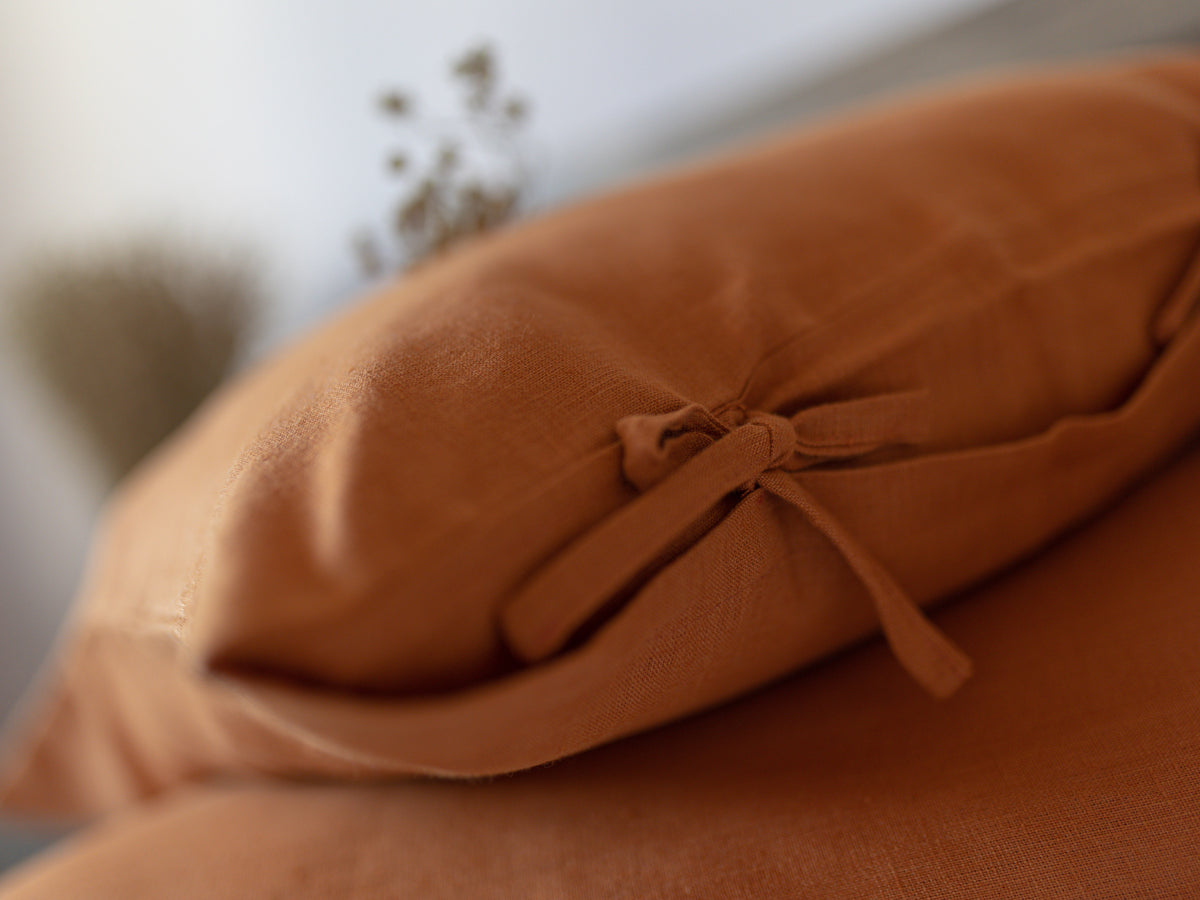 Burnt Orange Linen Pillow Cover