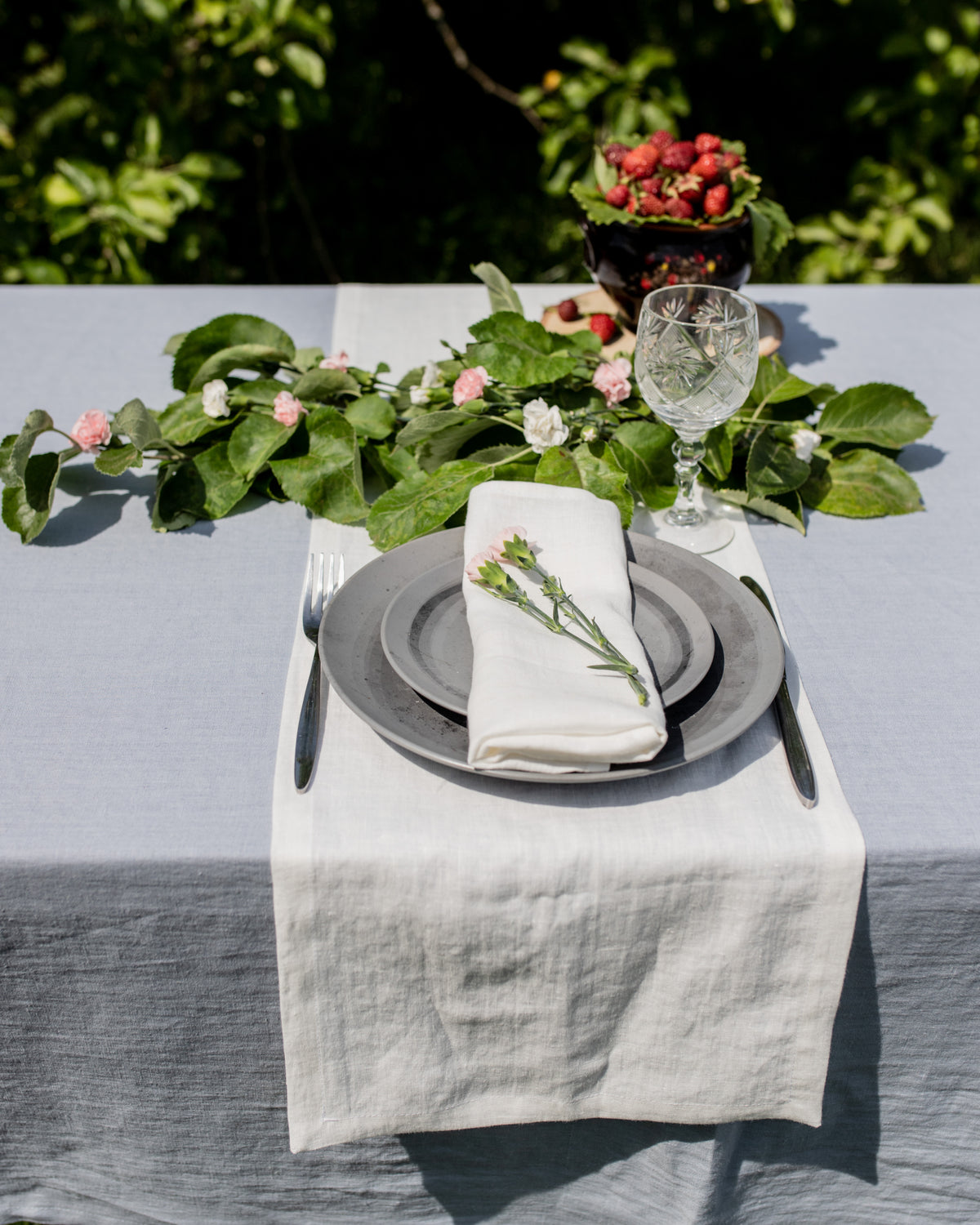 Off White Linen Table Runner – Elegant Natural Linen Table Decor