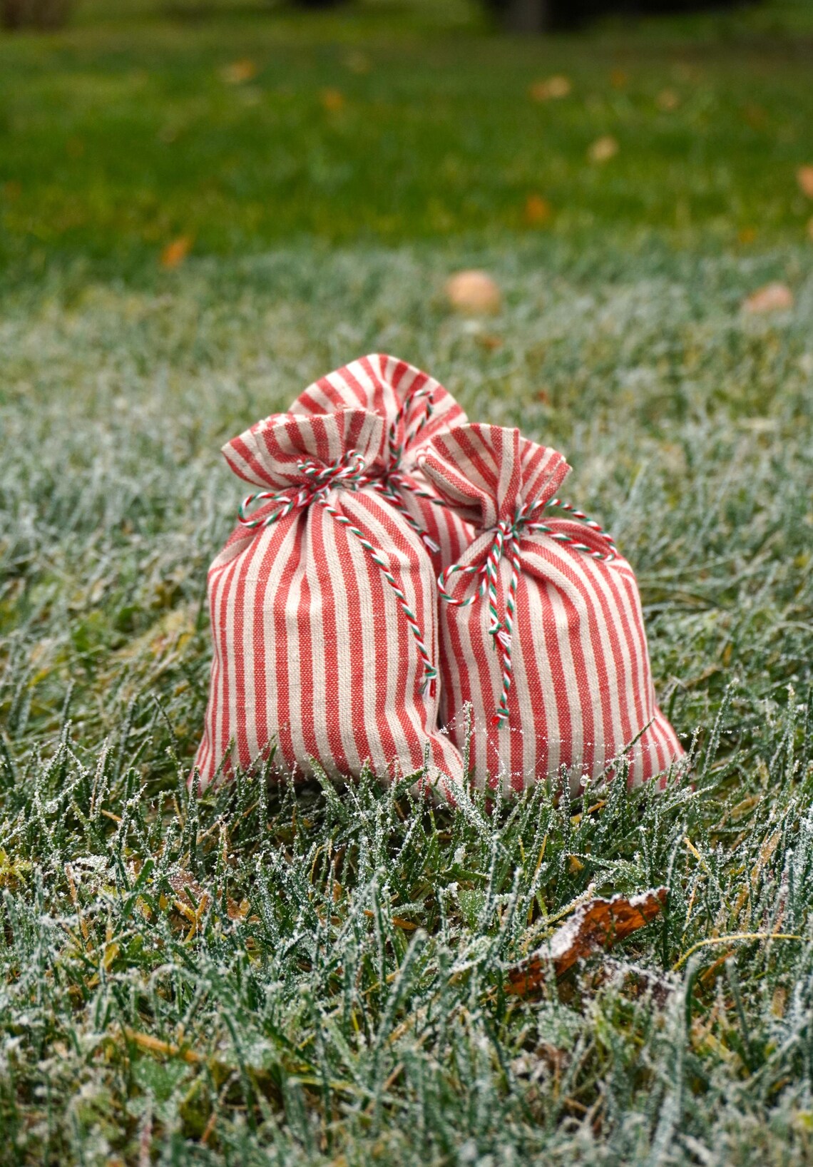 Red striped handmade line Christmas bags