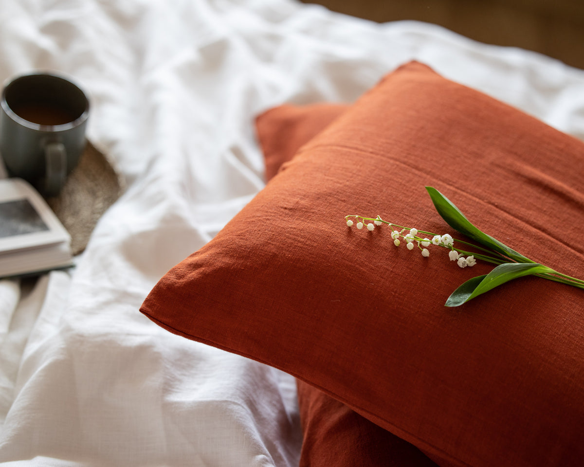 Natural Terracotta Linen Pillow Cover