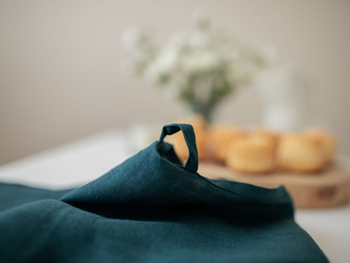 Emerald Green Linen Tea Towel