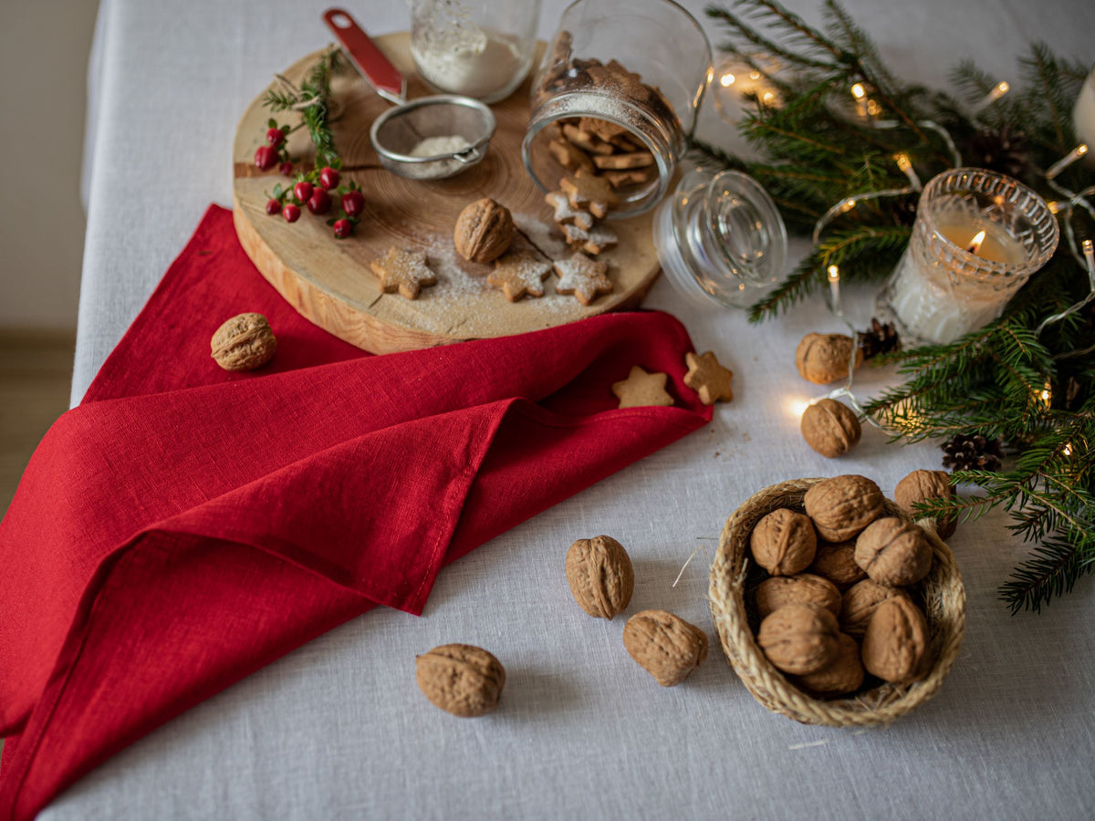Red Linen Tea Towel