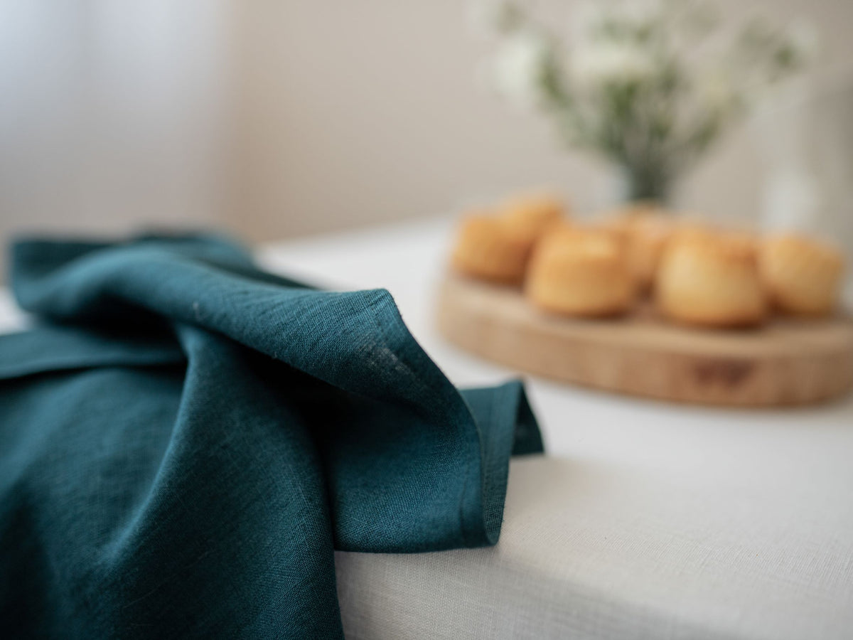 Emerald Green Linen Tea Towel