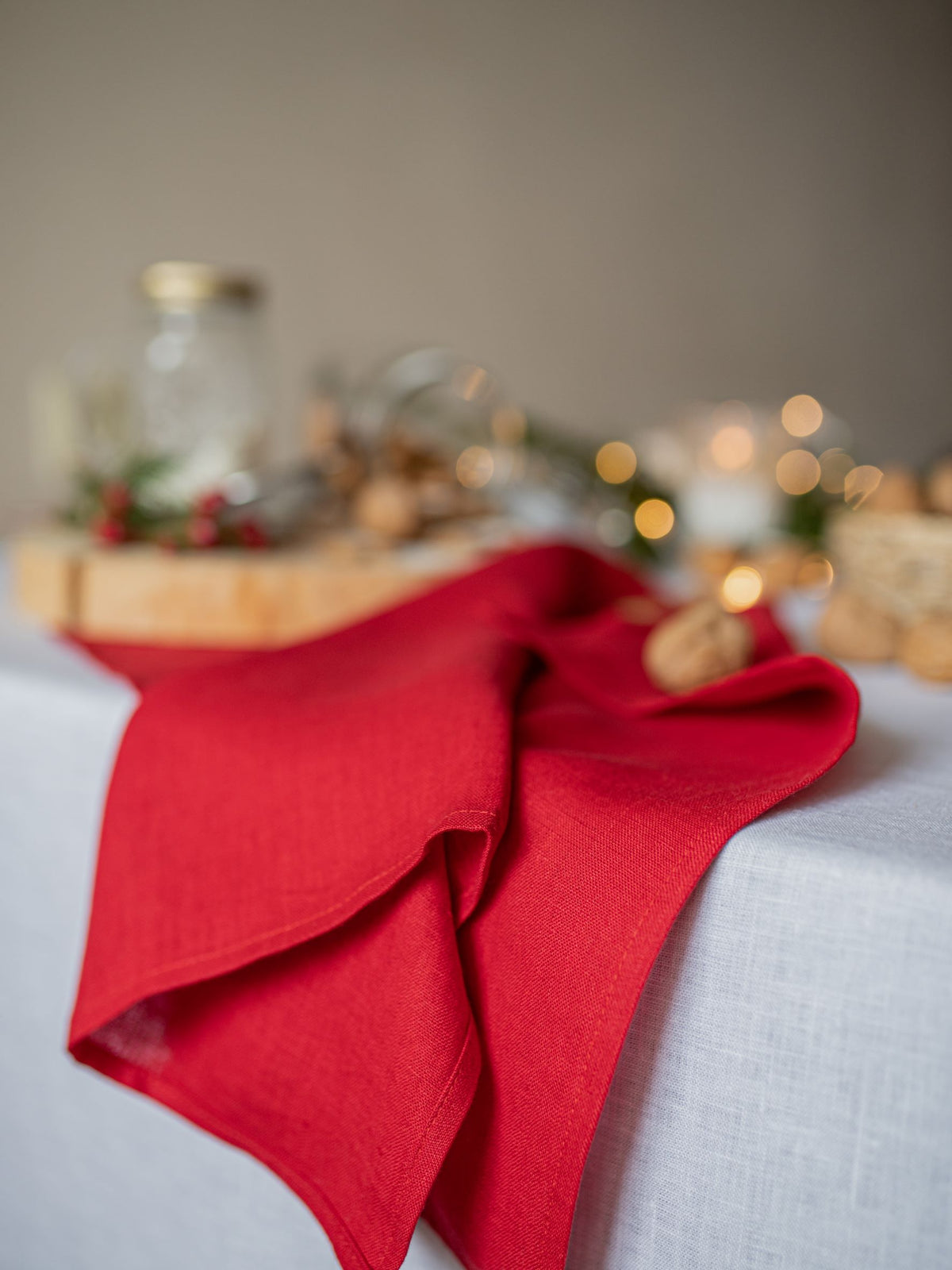 Red Linen Tea Towel