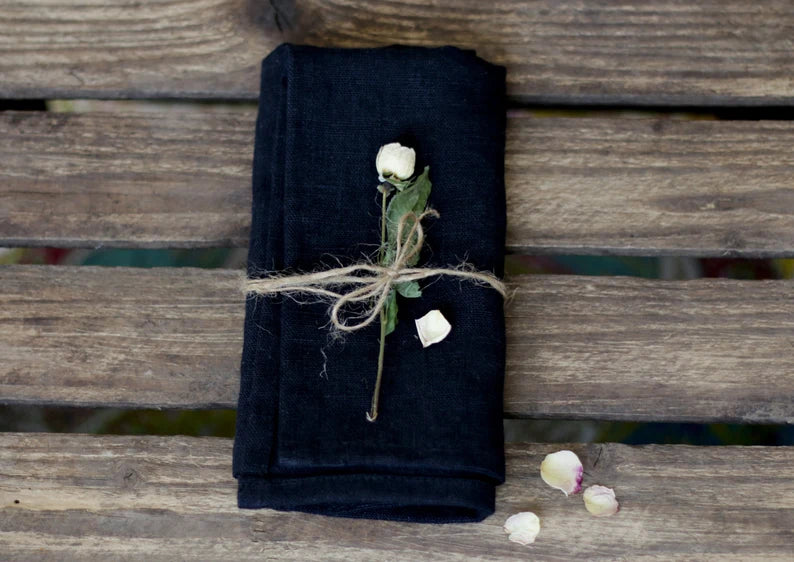 black linen napkin