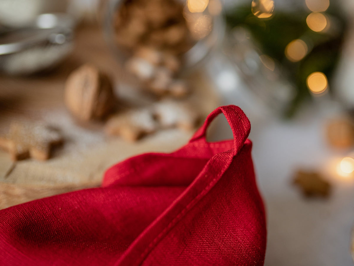 Red Linen Tea Towel